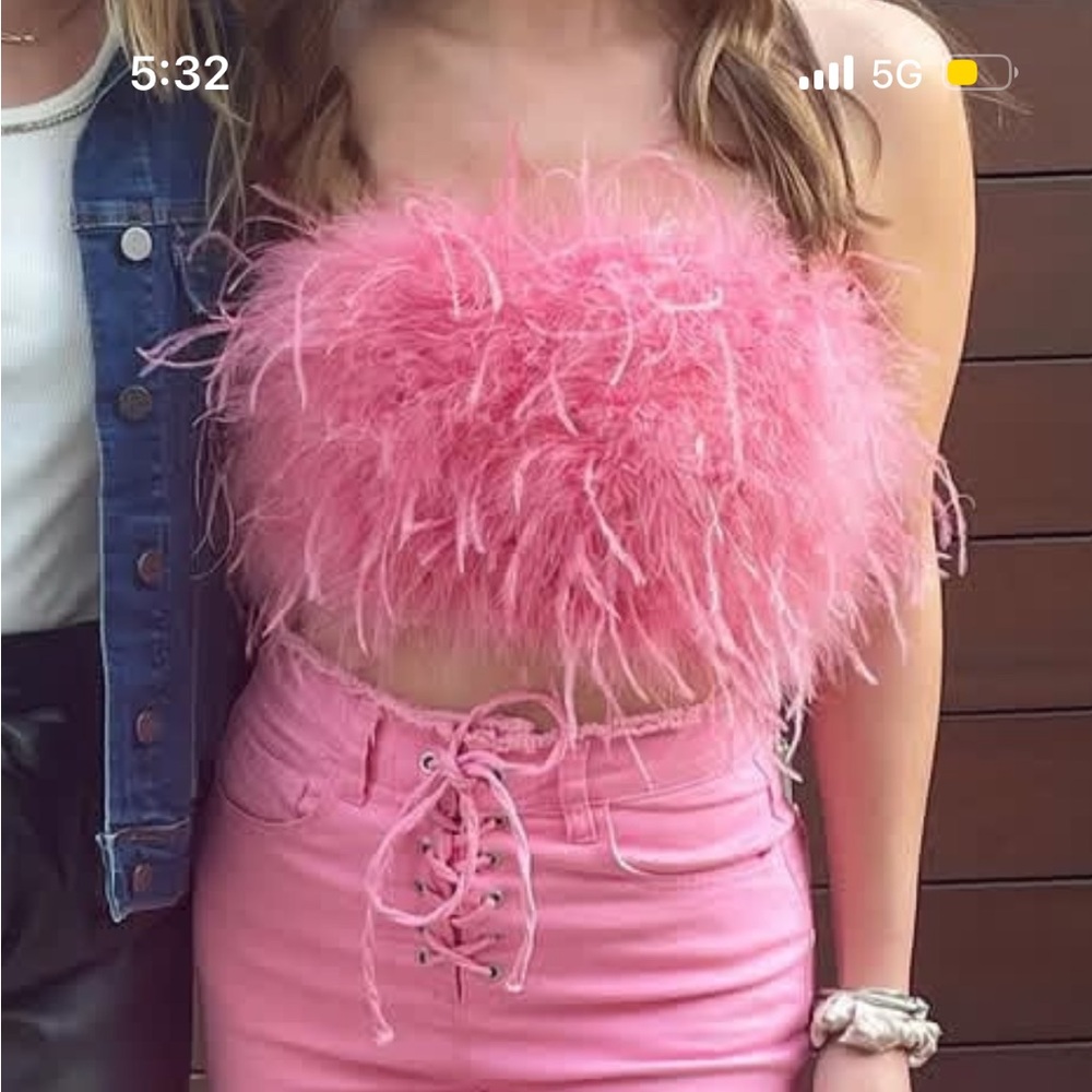 Pink Lace-Up High-Waisted Pants